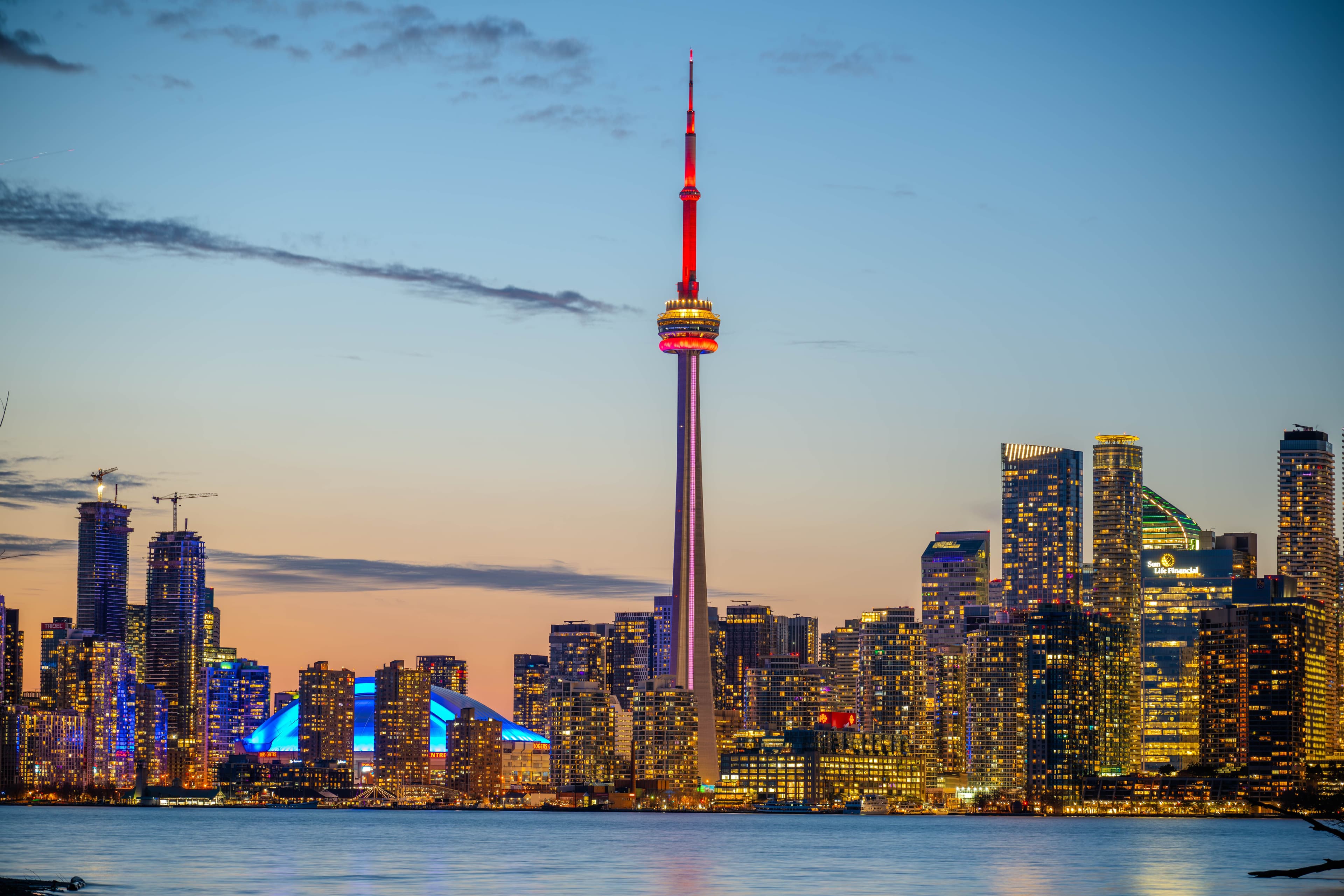 Toronto skyline at dusk